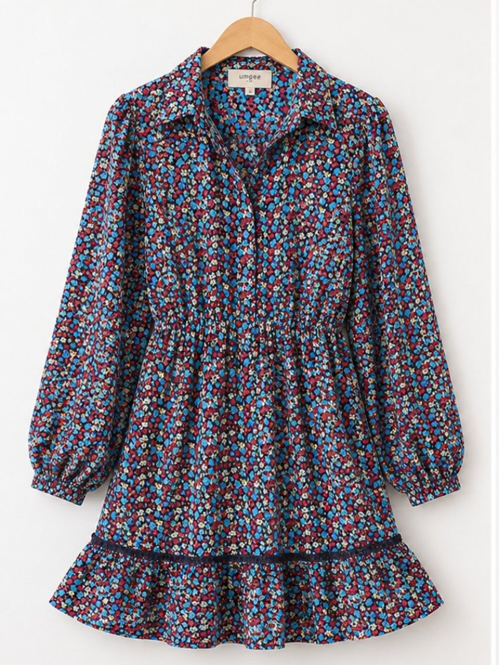 Umgee Collared neckline button down floral print dress
